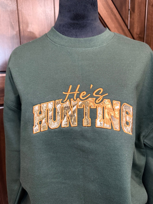 He’s Hunting Appliquéd Sweatshirt